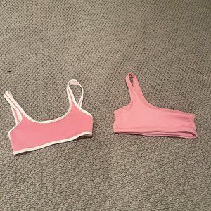 2 Pink baithing suit tops as a set. You can also buy seperately.